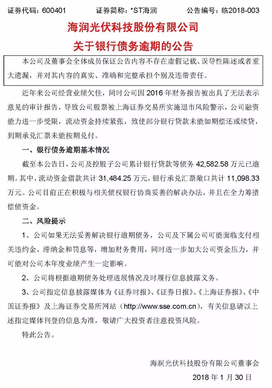 巨亏！逾期！可能退市！海润光伏怎么了？